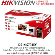 Hikvision DS-KIS704EY 2 Wire Video Intercom HD Kit - 7-Inch Touch Screen Indoor Monitor