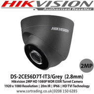 Hikvision DS-2CE56D7T-IT3/Grey  2MP 2.8mm fixed lens 20m IR IP66 WDR EXIR TVI Turret Camera