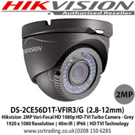 Hikvision 2MP 2.8-12mm varifocal len 40m IR IP66 TVI Turret Grey Camera - DS-2CE56D1T-VFIR3/Grey