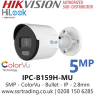 HiLook 5MP 24/7 Colour Bullet IP PoE Camera with Built in Mic - IPC-B159H-MU