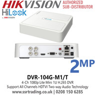 HiLook DVR-104G-M1/T 4-ch 1080p Lite Mini 1U H.265 DVR 