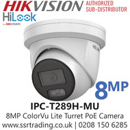 HiLook 8MP ColorVu Lite Turret IP Camera – Built-in Mic, IP67, PoE, 24/7 Color Imaging - IPC-T289H-MU (2.8mm)