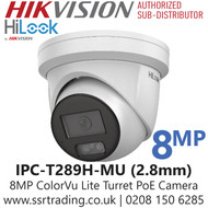 IPC-T289H-MU (2.8mm) HiLook 8MP ColorVu Lite Turret IP Camera – Built-in Mic, IP67, PoE, 24/7 Color Imaging 