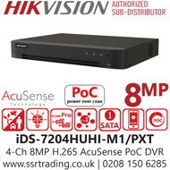Hikvision iDS-7204HUHI-M1/PXT 4Ch 8MP 1U H.265 AcuSense PoC DVR With 1 SATA
