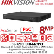 Hikvision iDS-7208HUHI-M2/PXT 8-Channel Turbo HD PoC DVR – AcuSense, H.265+, 4K Output