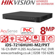 iDS-7216HUHI-M2/PXT Hikvision 16Channel Turbo HD PoC 8MP DVR – AcuSense AI, PoC, H.265+, 4K HDMI Output 