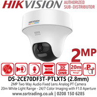 Hikvision 2MP ColorVu Turbo HD TVI PT Camera - Smart Hybrid Light - Two-Way Audio - 2.8mm Lens - DS-2CE70DF3T-PTLXTS