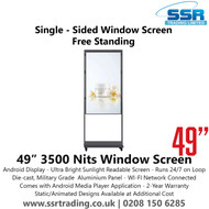 49" 3500 Nits Ultra Bright / Sunlight Readable Single-Sided Window Screen with Free Standing