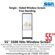 55" 3500 Nits Ultra Bright / Sunlight Readable Single-Sided Window Screen with Free Standing