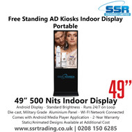49” 500 Nits Indoor Display - Free Standing AD Kiosks Indoor Display Portable