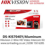 Hikvision 2 Wire HD Video Intercom Kit - DS-KIS704EY/Aluminum 