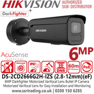 Hikvision 6MP IP PoE Bullet Camera with Motorized Varifocal Lens (2.8–12mm) – Powered by DarkFighter - 120 dB True WDR - AcuSense Deep Learning - H.265+ Compression - IP67 - IK10 Vandal Resistant - DS-2CD2666G2H-IZS/Black (2.8-12mm)