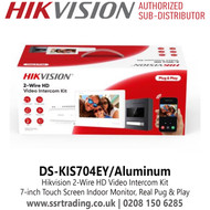 Hikvision - DS-KIS704EY/Aluminum 2 Wire HD Video Intercom Kit