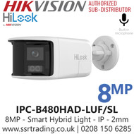 HiLook IPC-B480HAD-LUF/SL(2mm) 8MP Dual Lens Stitched Wide Angle Smart Hybrid Bullet IP Network Camera