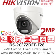 Hikvision Camera 2MP 2.8mm Fixed Lens 20m IR IP67 4 in 1 ColorVu TVI Turret Camera - DS-2CE72DFT-F(2.8mm) - 3rd