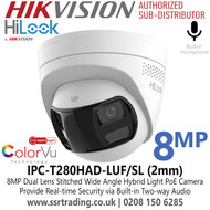 8MP Turret IP Camera,HiLook IPC-T280HAD-LUF/SL 4K IP Camera – 2mm Lens, IR Night Vision, Smart Detection, IP67 Weatherproof, ONVIF Compatible, Ideal for Indoor/Outdoor Security Surveillance Systems – for Homes, Offices, and Commercial Spaces 