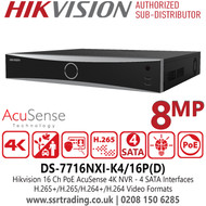 Hikvision 16CH 4K NVR – Built-in 16 PoE Ports, H.265+, Deep Learning Analytics, HDMI/VGA Output, RAID Support, Smart Motion Detection – Ideal for IP CCTV Surveillance in Commercial, Industrial & Institutional Security Systems - DS-7716NXI-K4/16P(D)