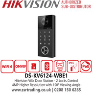 Hikvision DS-KV6124-WBE1 IP PoE Video Intercom Door Station – 4-Button, HD Camera, Built-in Microphone & Speaker, Weatherproof, PoE Powered, Remote Access
