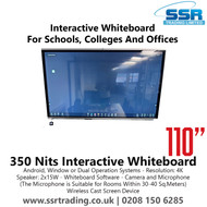 110" 350 Nits Interactive Whiteboard - Interactive Whiteboards for Schools, Colleges and Offices