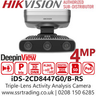 Hikvision 4MP DeepinView Triple-Lens Activity Analysis PoE Camera - iDS-2CD8447G0/B-RS (2.8mm)