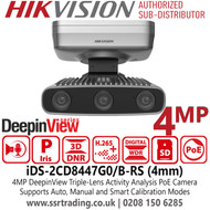 Hikvision 4MP DeepinView Triple-Lens Activity Analysis PoE Camera - iDS-2CD8447G0/B-RS (4mm)