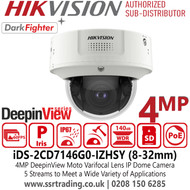 Hikvision iDS-2CD7146G0-IZHSY (8-32mm) 4MP DeepinView IP Dome Camera with - AI Features: Face recognition, people counting, queue management, heat map generation, hard hat detection