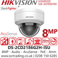 Hikvision 8MP/4K AcuSense Audio Dome IP Camera - DS-2CD2186G2H-ISU (4mm) 