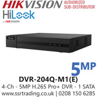 HiLook 4Ch 5MP Hybrid DVR – H.265 Pro+, Motion 2.0 - DVR-204Q-M1(E)