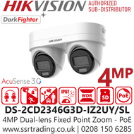 Hikvision 4MP Dual-lens Fixed Point Zoom Turret IP Camera - DS-2CD2346G3D-IZ2UY/SL (2.8/4mm)