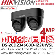 Hikvision 4MP Dual-lens Fixed Point Zoom Turret IP Camera - DS-2CD2346G3D-IZ2UY/SL/Black (2.8/4mm)