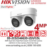 Hikvision 4MP Dual-lens Fixed Point Zoom Turret IP Network Camera - DS-2CD2346G3D-IZ2UY/SL (2.8/4mm)