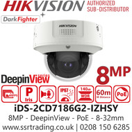 Hikvision 8MP DeepinView Motorized Varifocal Lens Dome IP PoE Camera - iDS-2CD7186G2-IZHSY (8-32mm)