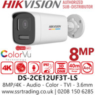 Hikvision 3K/5MP Two Way Audio Color Mini Bullet TVI Camera - DS-2CE10KF0T-LTS (3.6mm)