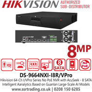 Hikvision DS-9664NXI-I8R/VPro 64 Channel No PoE I/VPro Series NVR with AcuSeek - 8 SATA Interfaces 