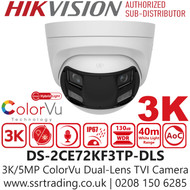 Hikvision DS-2CE72KF3TP-DLS (2.8mm) 3K/5MP Smart Hybrid Light Audio TVI Camera 