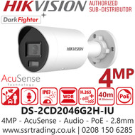 Hikvision 4MP Darkfighter AcuSense Audio Bullet PoE Camera - DS-2CD2046G2H-IU (2.8mm)