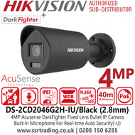 Buy Hikvision DS-2CD2046G2H-IU Black 4MP AcuSense Bullet IP Camera Smart Intrusion Detection Microphone Audio Recording PoE Powered IP67 Outdoor Weatherproof NDAA & GDPR Compliant Best CCTV Camera for Business, Retail, and Residential 