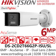 Hikvision 6MP Panoramic Dual Lens Bullet IP Camera - Two Way Audio - DS-2CD2T66G2P-ISU/SL (2.8mm)
