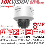 Hikvision 8MP/4K AcuSense PTRZ Varifocal Dome IP PoE Camera - DS-2CD2786G2H-IPTRZS2U/SL (2.8-12mm)