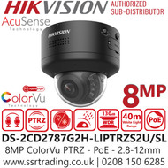 Hikvision 8MP/4K Smart Hybrid Light with ColorVu Motorized PTRZ Varifocal Lens Dome IP PoE Camera - DS-2CD2787G2H-LIPTRZS2U/SL/Black (2.8-12mm)