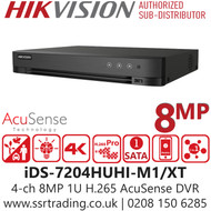 Hikvision 4Ch 8MP H.265 AcuSense DVR - iDS-7204HUHI-M1/XT