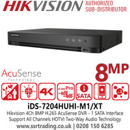 iDS-7204HUHI-M1/XT Hikvision 4Ch 8MP H.265 AcuSense DVR - 1 SATA Interface 