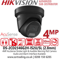 DS-2CD2346G2H-IS2U/SL Black Hikvision – 4MP IP Dome for Smart Surveillance Network Camera