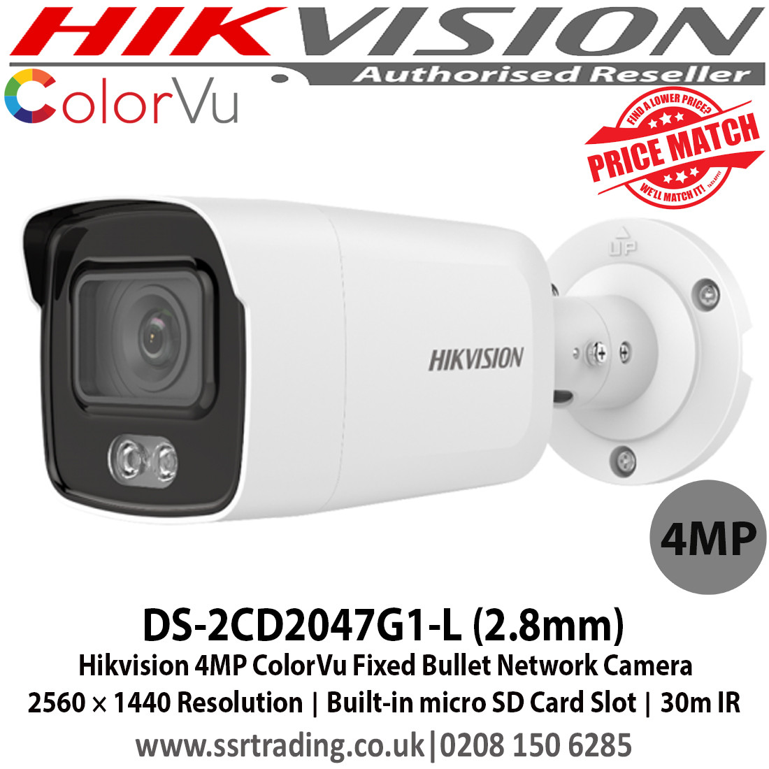Hikvision CCTV Camera ColorVu Bullet Network Camera 4MP 2.8mm Fixed