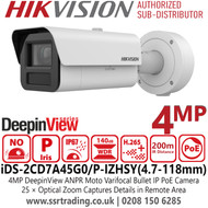 4MP Hikvision ANPR Bullet Camera (iDS‑2CD7A45G0/P‑IZHSY) – Compliance Ready - IP PoE Network Bullet Camera