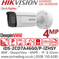 Hikvision 4MP DeepinView ANPR Moto Varifocal Bullet IP PoE Camera with 100m IR Distance - iDS-2CD7A46G0/P-IZHSY (8-32mm)