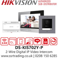 Hikvision 2 Wire 2MP IP Video Intercom Kit with Screen - DS-KIS702Y