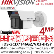 Hikvision 4MP DeepinViewX Triple Fixed Lens Bullet IP PoE Camera for Perimeter Protection - iDS-2CD7T46G2/VX3-IHSY