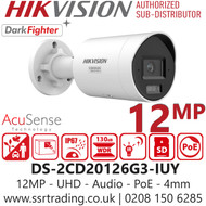 Hikvision 12MP Acusense Bullet UHD IP Network Camera - DS-2CD20126G3-IUY (4mm)