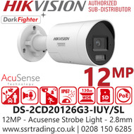 Hikvision 12MP Acusense Strobe Light and Audible Warning IP Camera-DS-2CD20126G3-IUY/SL(2.8mm)